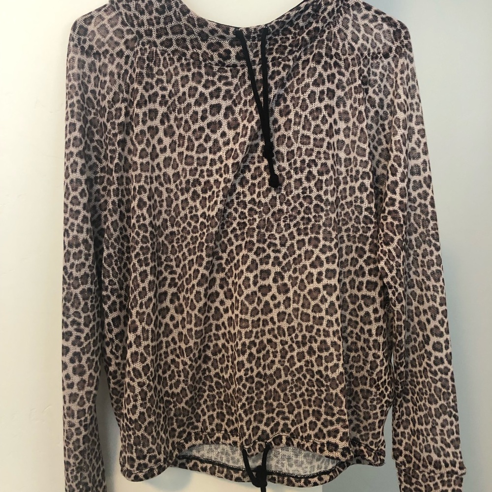 Leopard sheer hoodie.